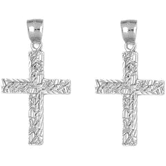 Sterling Silver 39mm Latin Cross Earrings
