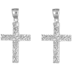 14K or 18K Gold 39mm Latin Cross Earrings