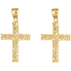 Yellow Gold-plated Silver 39mm Latin Cross Earrings