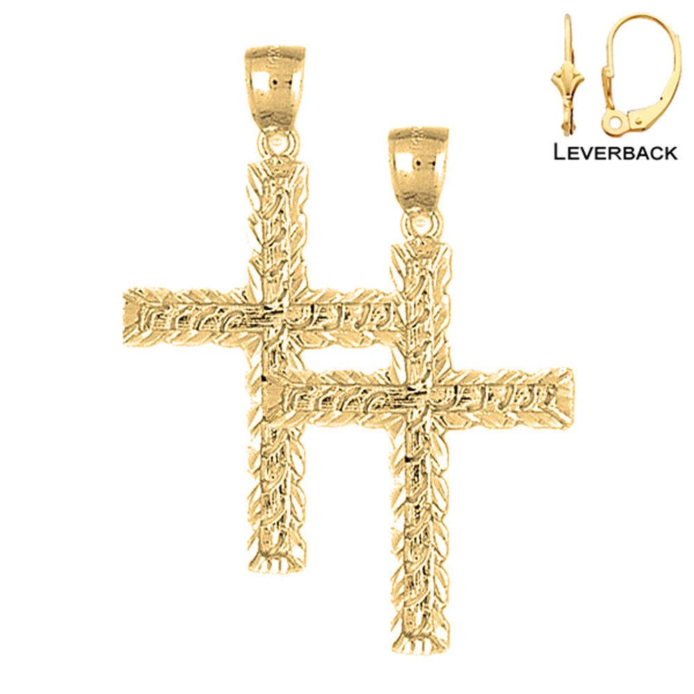 14K or 18K Gold Latin Cross Earrings