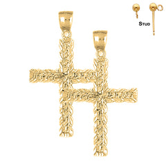 Pendientes de cruz latina de plata de ley de 45 mm (chapados en oro blanco o amarillo)