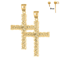 Sterling Silver 45mm Latin Cross Earrings (White or Yellow Gold Plated)