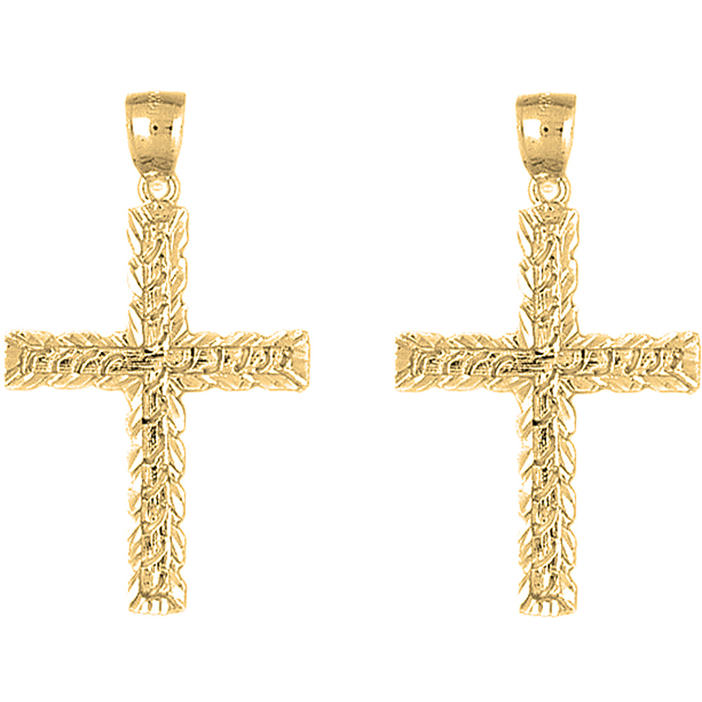 14K or 18K Gold 45mm Latin Cross Earrings