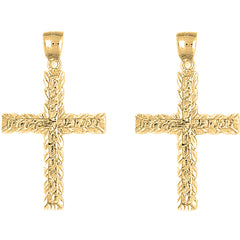 Yellow Gold-plated Silver 45mm Latin Cross Earrings