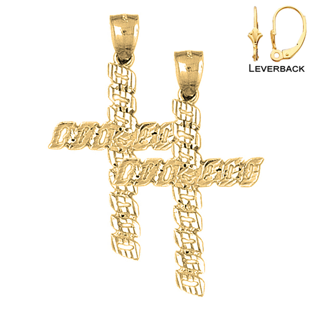 14K or 18K Gold Latin Cross Earrings