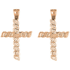 14K or 18K Gold 44mm Latin Cross Earrings