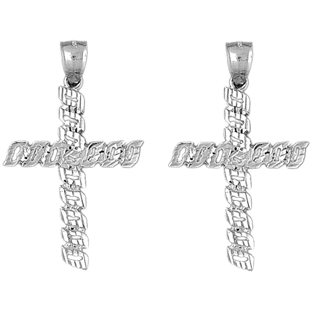 14K or 18K Gold 44mm Latin Cross Earrings