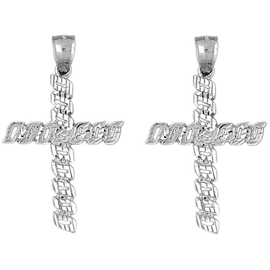 Sterling Silver 44mm Latin Cross Earrings