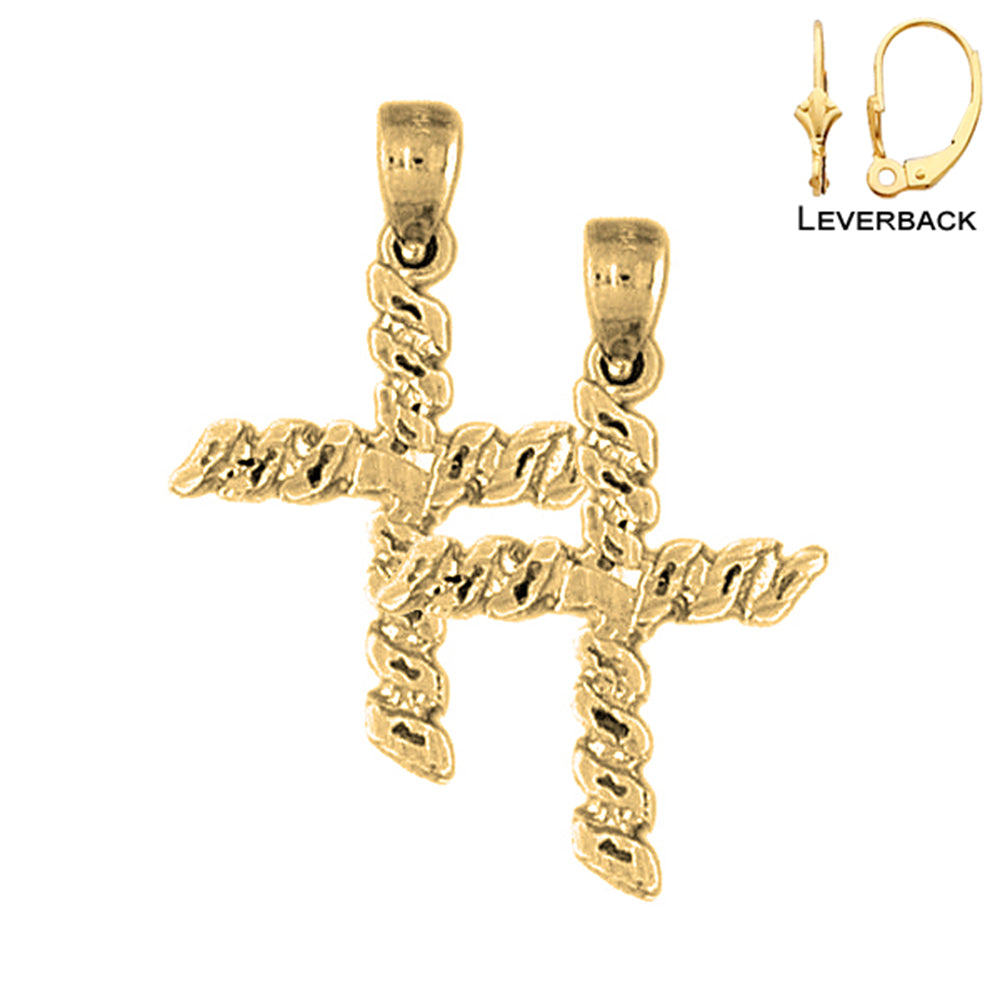 14K or 18K Gold Latin Cross Earrings