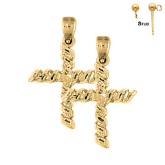 Sterling Silver 30mm Latin Cross Earrings (White or Yellow Gold Plated)