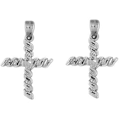 Sterling Silver 30mm Latin Cross Earrings