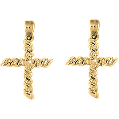 Yellow Gold-plated Silver 30mm Latin Cross Earrings