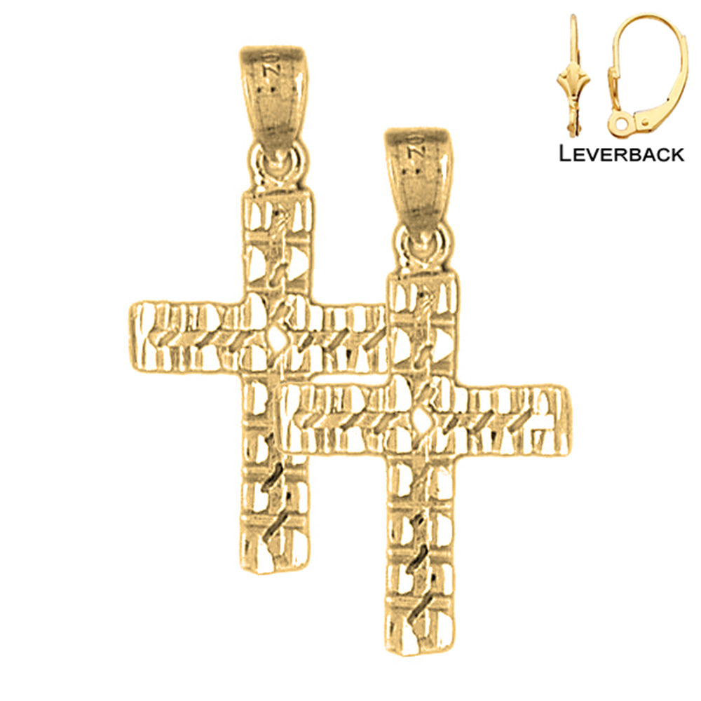 14K or 18K Gold Latin Cross Earrings