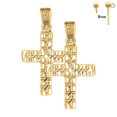 Sterling Silver 31mm Latin Cross Earrings (White or Yellow Gold Plated)