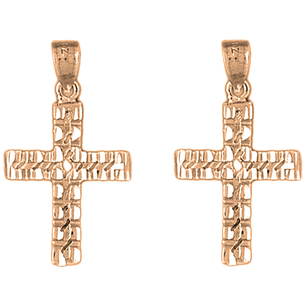 14K or 18K Gold 31mm Latin Cross Earrings