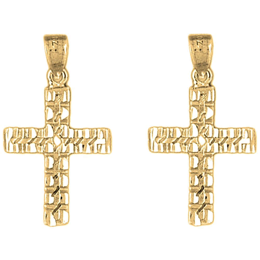 14K or 18K Gold 31mm Latin Cross Earrings