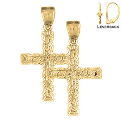 14K or 18K Gold Latin Cross Earrings