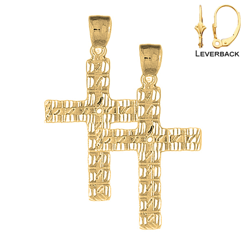 14K or 18K Gold Latin Cross Earrings