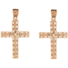 14K or 18K Gold 44mm Latin Cross Earrings