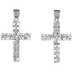 Sterling Silver 44mm Latin Cross Earrings