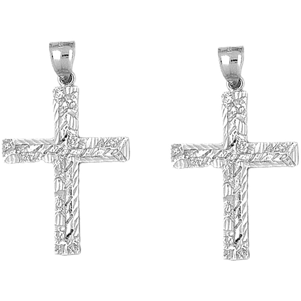 Sterling Silver 46mm Latin Cross Earrings