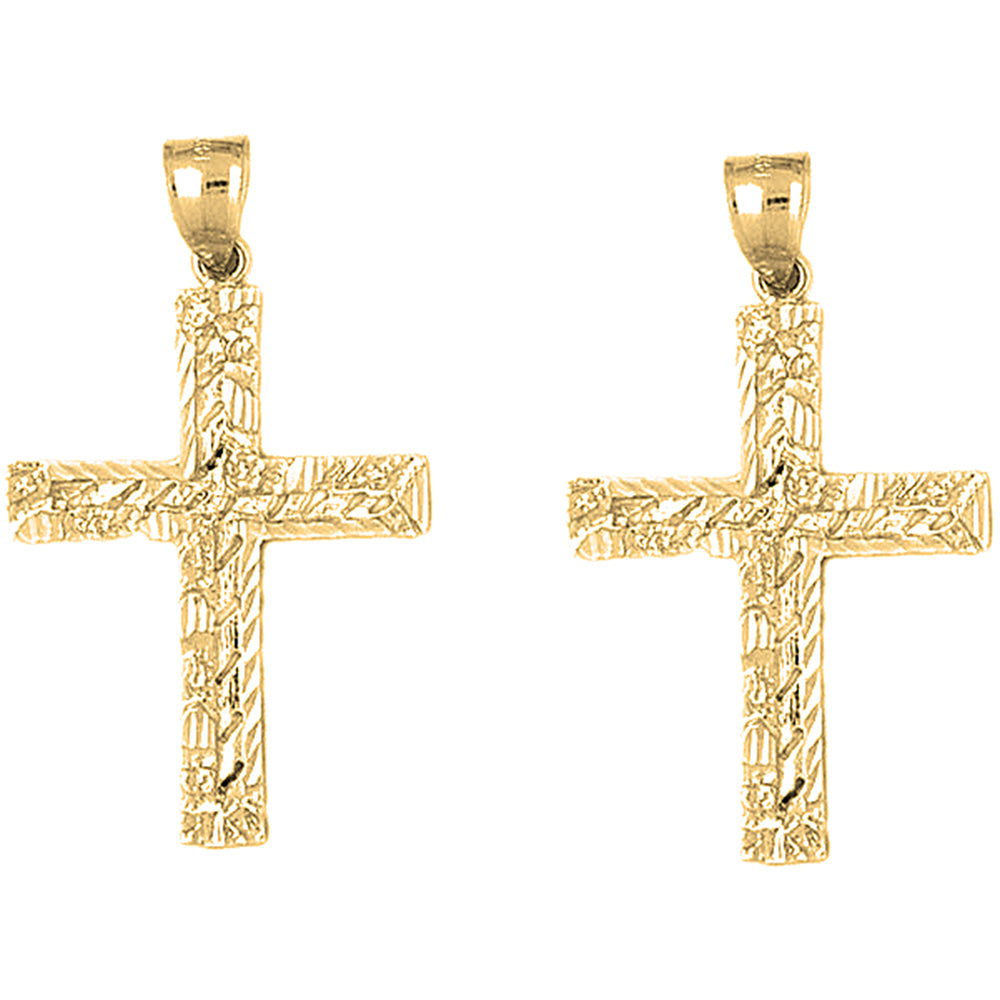 14K or 18K Gold 46mm Latin Cross Earrings