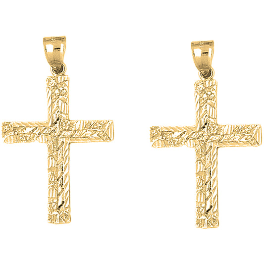 Yellow Gold-plated Silver 46mm Latin Cross Earrings