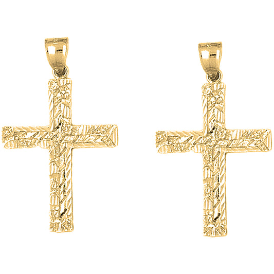 14K or 18K Gold 46mm Latin Cross Earrings