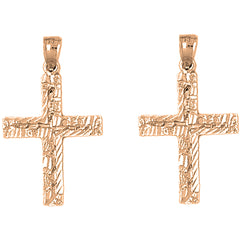 14K or 18K Gold 34mm Latin Cross Earrings