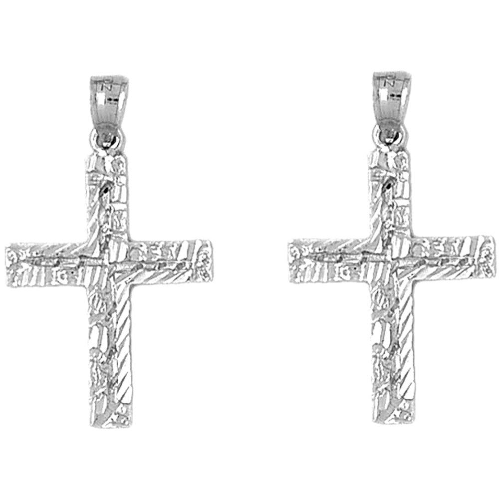 Sterling Silver 34mm Latin Cross Earrings