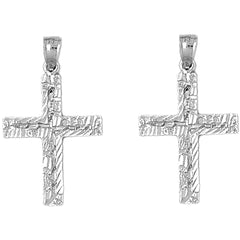 Sterling Silver 34mm Latin Cross Earrings