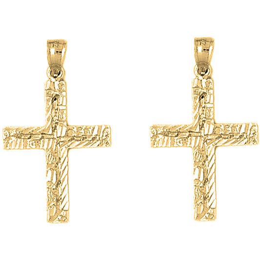 14K or 18K Gold 34mm Latin Cross Earrings