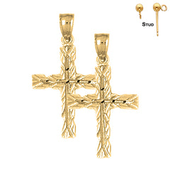 Sterling Silver 31mm Latin Cross Earrings (White or Yellow Gold Plated)