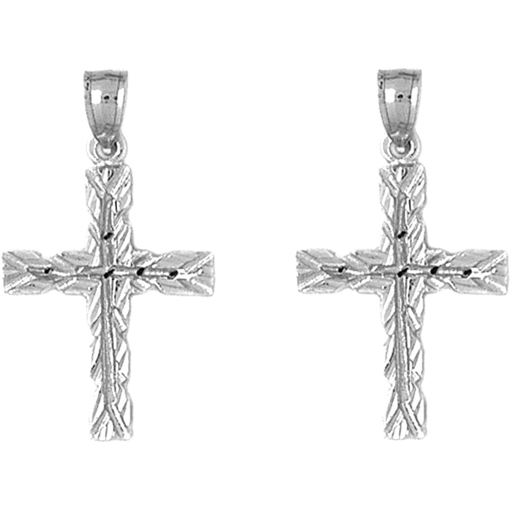 Sterling Silver 31mm Latin Cross Earrings