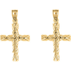 14K or 18K Gold 31mm Latin Cross Earrings