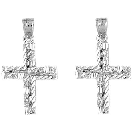 14K or 18K Gold 30mm Latin Cross Earrings