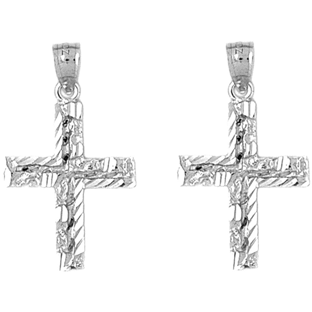 Sterling Silver 30mm Latin Cross Earrings