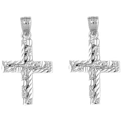 Sterling Silver 30mm Latin Cross Earrings