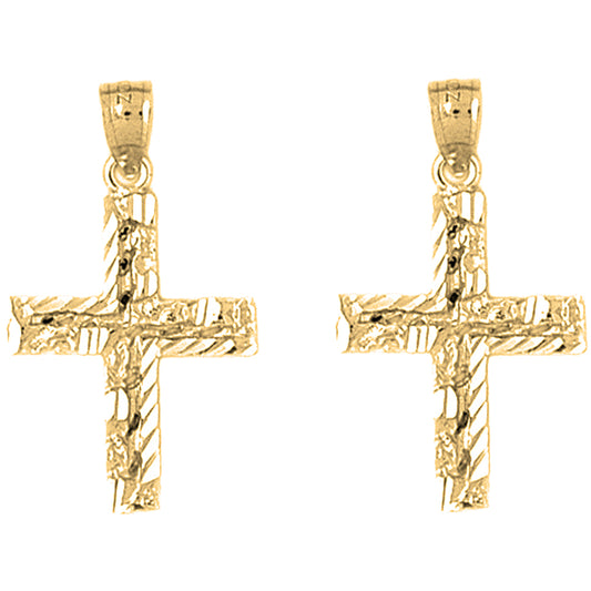 14K or 18K Gold 30mm Latin Cross Earrings