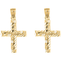 Yellow Gold-plated Silver 30mm Latin Cross Earrings