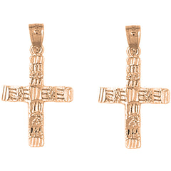 14K or 18K Gold 30mm Latin Cross Earrings