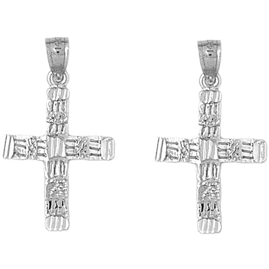 14K or 18K Gold 30mm Latin Cross Earrings