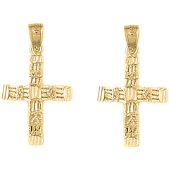 14K or 18K Gold 30mm Latin Cross Earrings