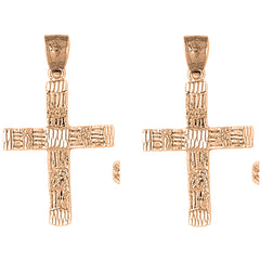 14K or 18K Gold 40mm Latin Cross Earrings