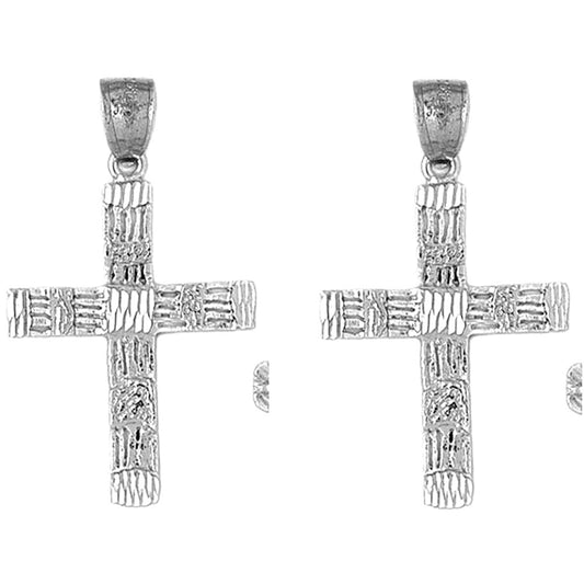 Sterling Silver 40mm Latin Cross Earrings