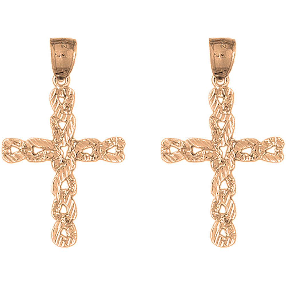 14K or 18K Gold 40mm Latin Cross Earrings