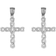 Sterling Silver 40mm Latin Cross Earrings