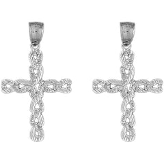 14K or 18K Gold 40mm Latin Cross Earrings