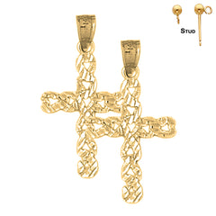 Sterling Silver 31mm Cross Earrings (White or Yellow Gold Plated)