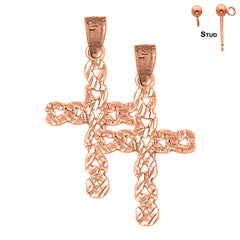 14K or 18K Gold Cross Earrings